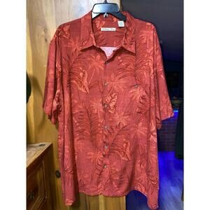 Batik Bay‎ Button Up Short Sleeve red Hawaiian Shirt Size XXL